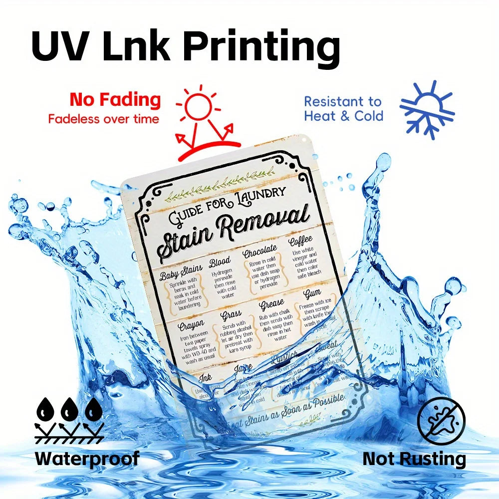 Antique Iron Laundry Guide Plate Metal Wall Artwork with Decontamination Tips Waterproof and Dustproof Ideal Home Decoration