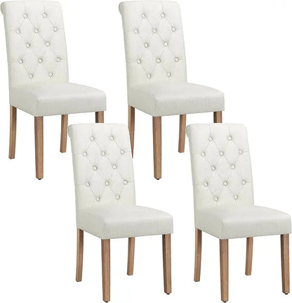 Tufted Dining Chairs Set of 4 Parsons Kitchen Chairs Stylish, Upholstered Fabric Chairs with Solid Wood Legs