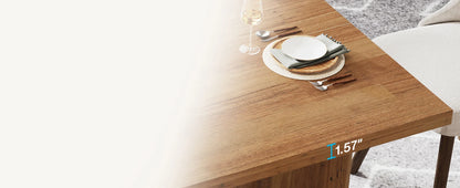 63-inch Dining Table for 4-6, Farmhouse Kitchen Table with Large Tabletop, Rectangular