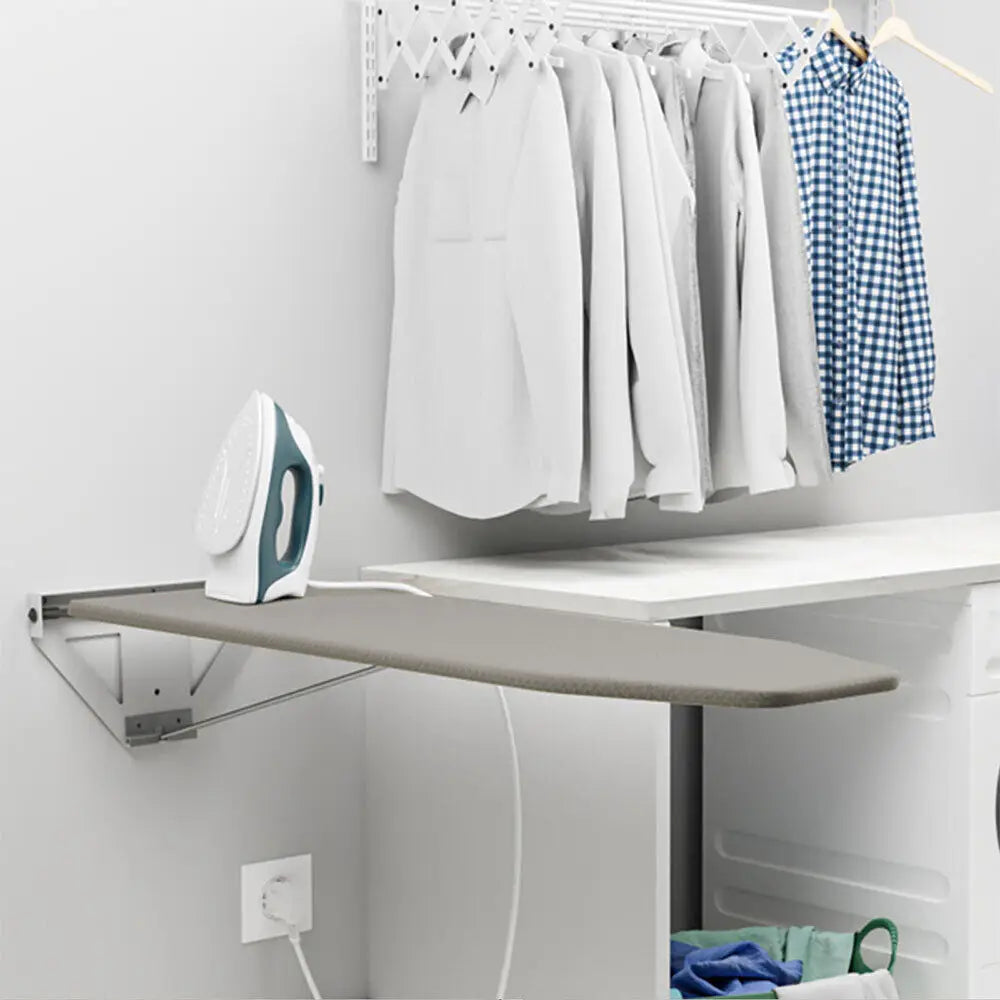 Foldable Wall Mounted Rotating Ironing Board Easy Installation Ironing Station Laundry Room Space Saver Gray 39"x12"