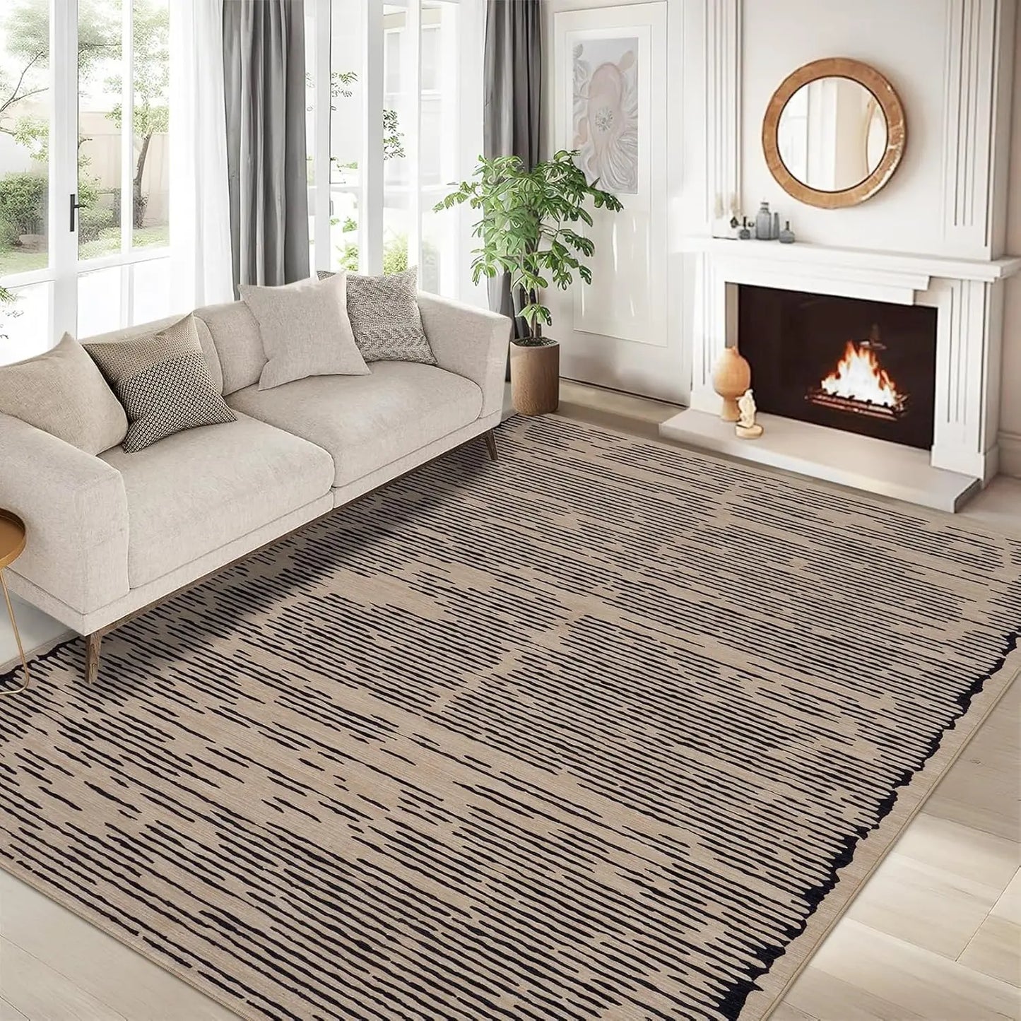 Washable Modern Stripe Carpet Non Slip