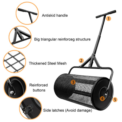 Fertilizer spreader Compost Spreader, Peat Moss Spreader, Metal Mesh Manure Spreader for Lawns, Garden Planting Seeding