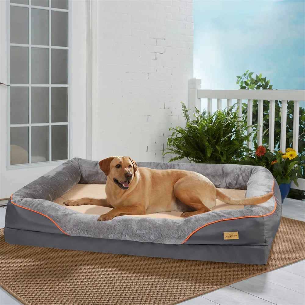 Jumbo Large Orthopedic Dog Bed Memory Foam Pet Sofa Couch Waterproof Elevated Cushion  Removable Cover