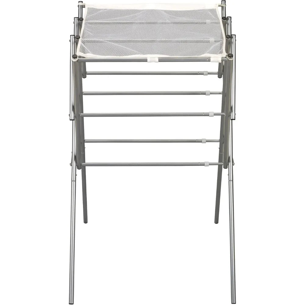 Household Essentials Clothes Drying Rack, Foldable, Expandable and Collapsible Laundry Drying Rack, Silver