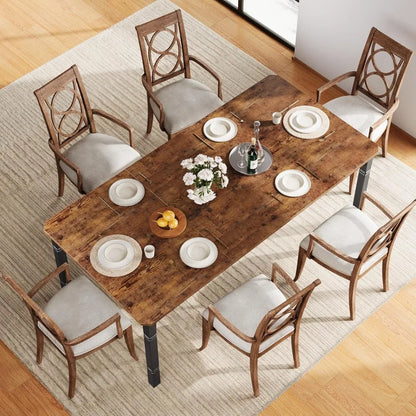79" Large Industrial Dining Room Table for 6-8 People Rectangular Wood