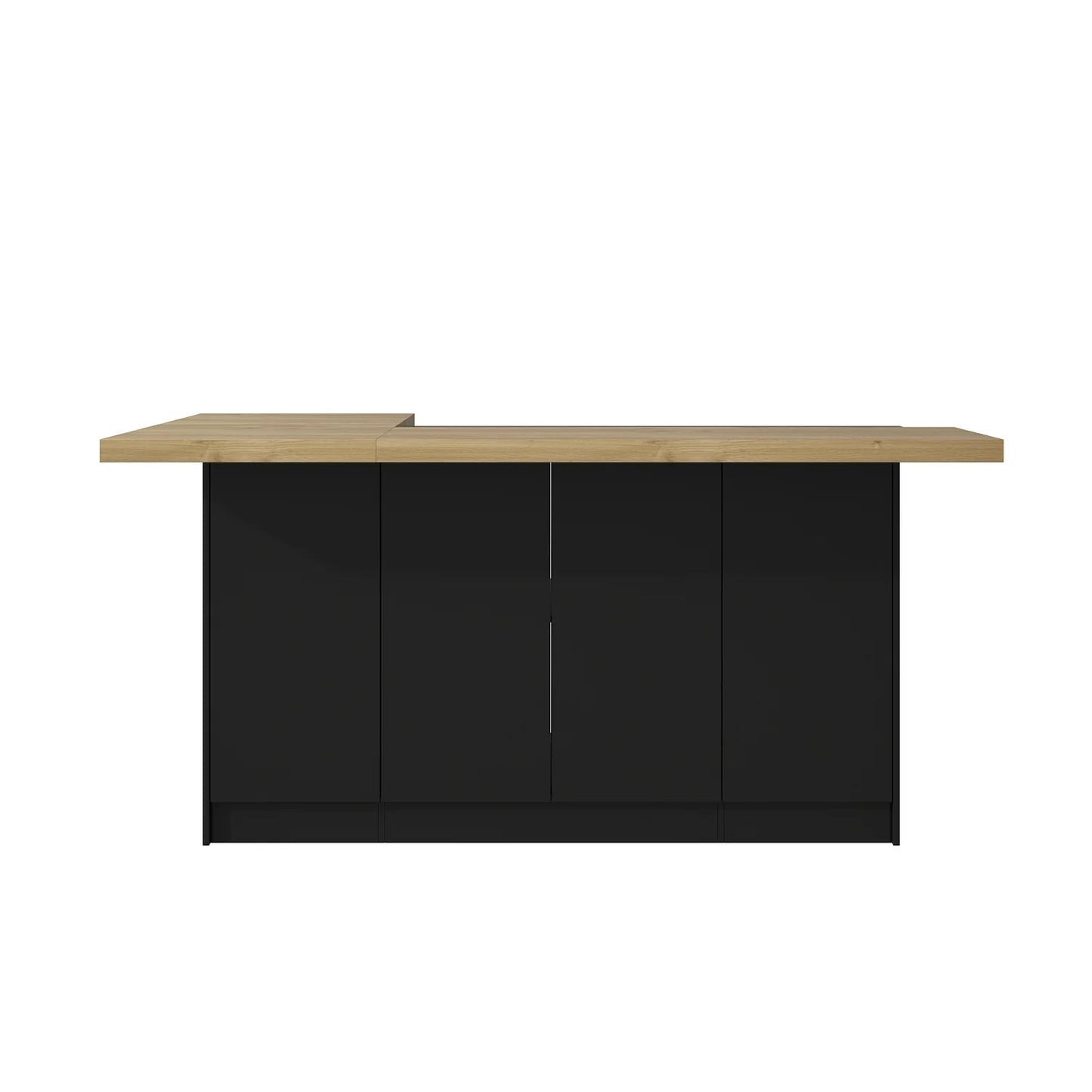 Modern Kitchen Island With 14 Shelves, Kitchen Cabinet With Spacious Countertop, Storage Cabinet For Kitchen, Black