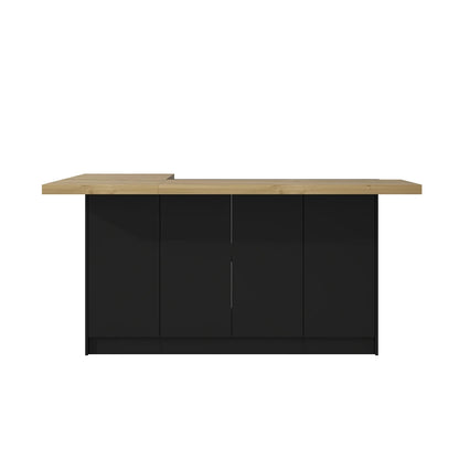 Modern Kitchen Island With 14 Shelves, Kitchen Cabinet With Spacious Countertop, Storage Cabinet For Kitchen, Black