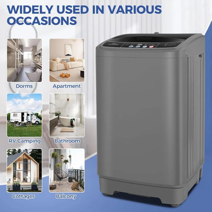 Portable Washing Machine, 17.8Lbs Portable Washer Machine,2.4Cu.ft Compact Laundry Washer & Dryer Combo with Drain Pump