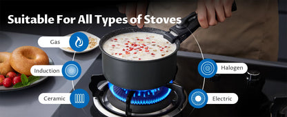 Induction Cookware Set 13 Pieces, Nonstick Pots and Pans Set with Removable Handles, for All Hobs, Stackable Design for RV