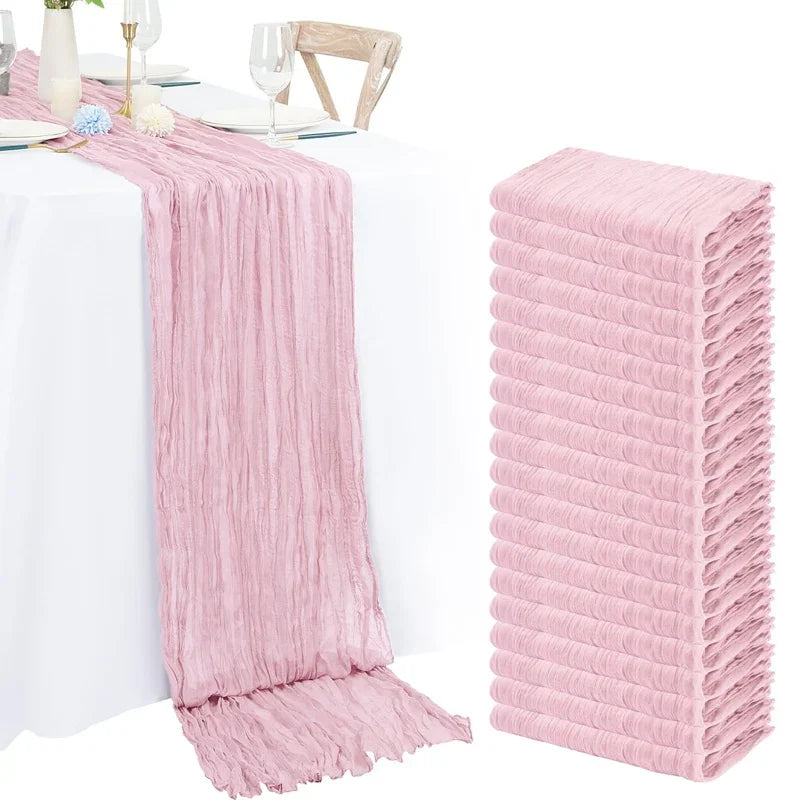 1pc Cheesecloth Table Runner,Country Style Gauze Cheese Cloth Tablecloth For Wedding,Bridal Shower,Baby Shower,Birthday Party