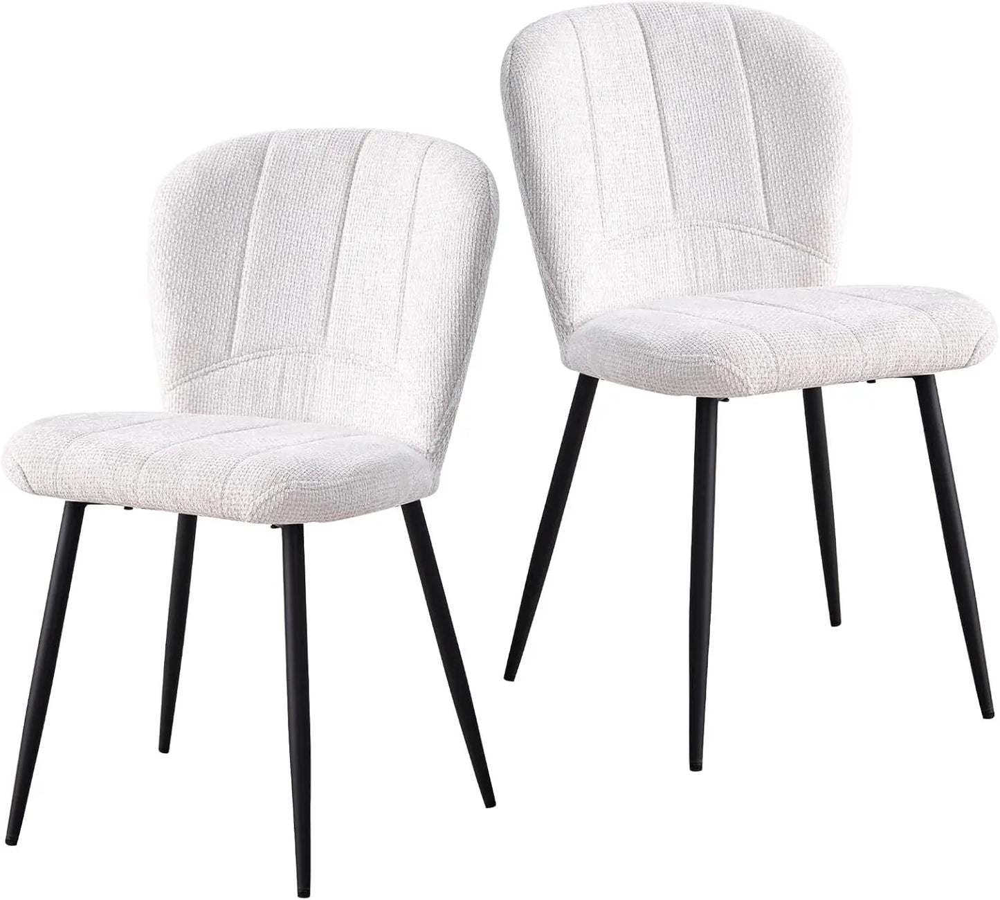 Dining Chairs Set of 4, Modern Chenille Upholstered Kitchen Chairs with Metal Legs, Ergonomic Wingback Design Armless Chair