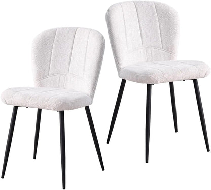 Dining Chairs Set of 4, Modern Chenille Upholstered Kitchen Chairs with Metal Legs, Ergonomic Wingback Design Armless Chair