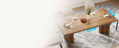 63-inch Dining Table for 4-6, Farmhouse Kitchen Table with Large Tabletop, Rectangular