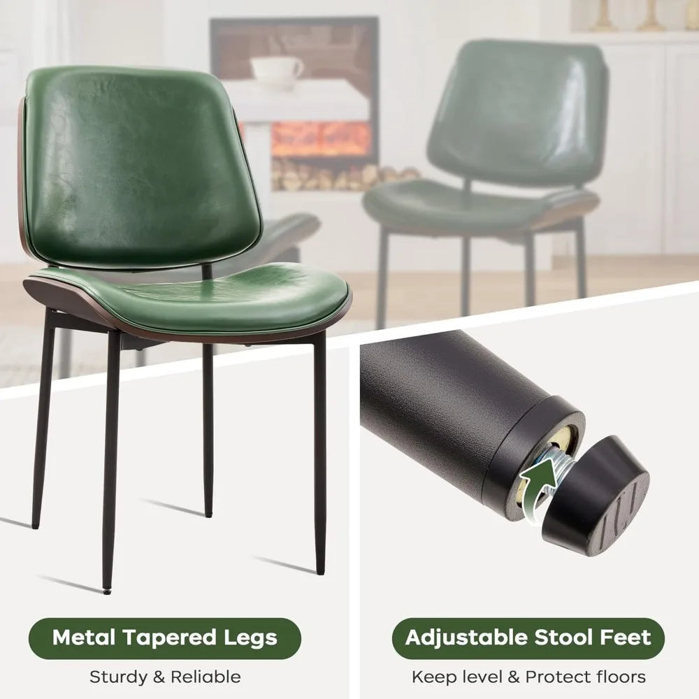 Dining Chairs Set of 4, Upholstered PU Leather Armless Dining Chair