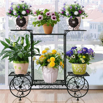 Large Metal Plant Stand Indoor 6 Tier Garden Cart Plant Holder Wrought Iron Plants Display Shelf Rack
