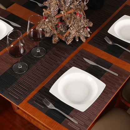 Woven Vinyl Placemats Set Place Mats Crossweave Non-Slip Washable Table Mats for Dining Table Kitchen Reataurant Decor Coasters