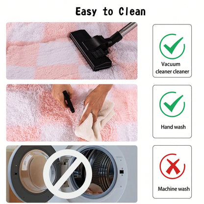 Fluffy Long Shag Plaid Area Rug for Bedroom, Living Room Washable , Super Soft Indoor Plush Rug.