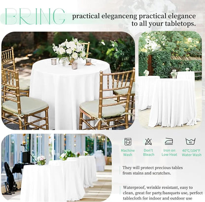 12 Pack White Round Tablecloth 90 inch Round Table Cloth Polyester,White Tablecloths for Round Tables