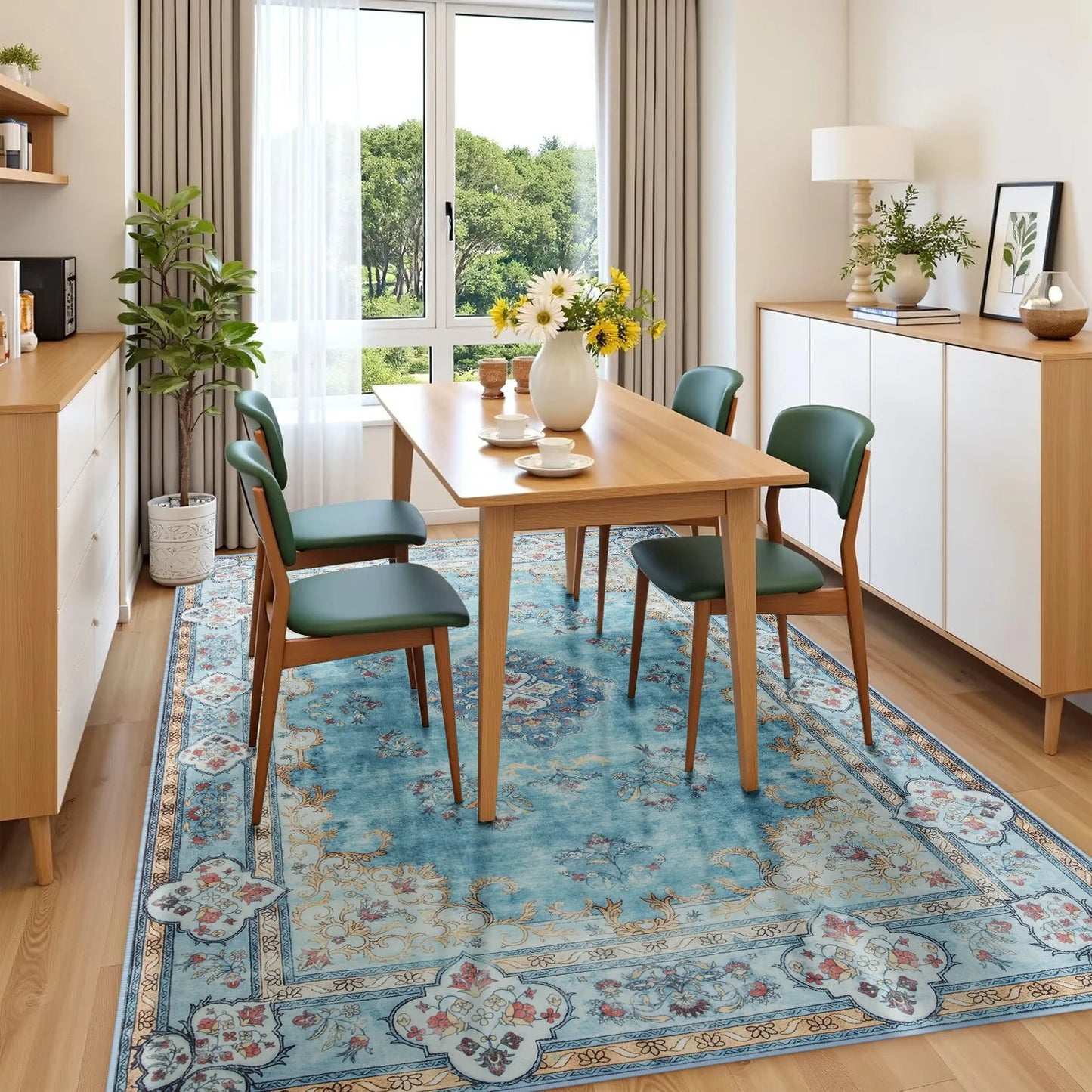 Elegant Floral Faux Wool Area Rug