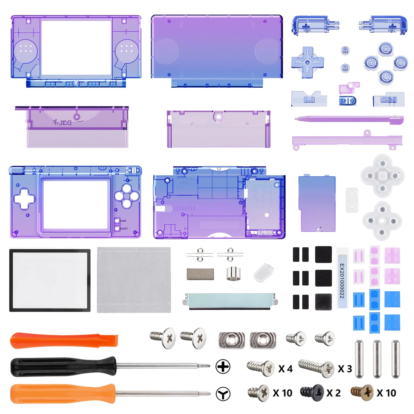 eXtremeRate Replacement Full Housing Shell for Nintendo DS Lite, Case Cover with Buttons, Screen Lens for NDSL - Single Series