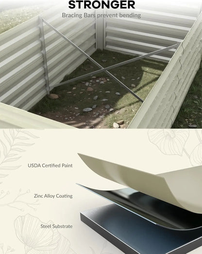 6x3x2 8x4x2ft Galvanized Raised Garden Bed Deep Root Planter Box for Vegetables Flowers Herbs