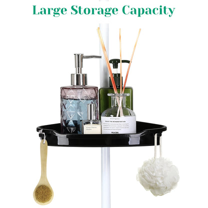 Corner Shower Caddy with Tension Pole 4-Tier Adjustable Shelves Bathroom Storage Organizer with Rubber Pad
