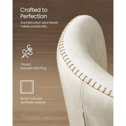 Dining Chairs Set of 2, Upholstered Kitchen Chairs, Comfortable Seat, Synthetic Leather with Stitching, Mid-C