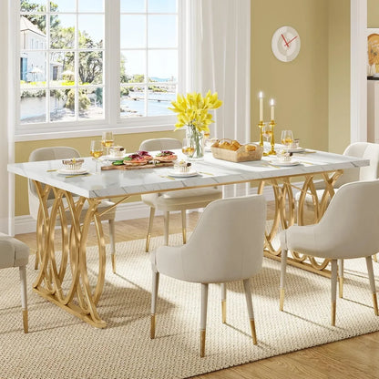 Large Modern Kitchen Dining Table, 63"  for 4-6 People