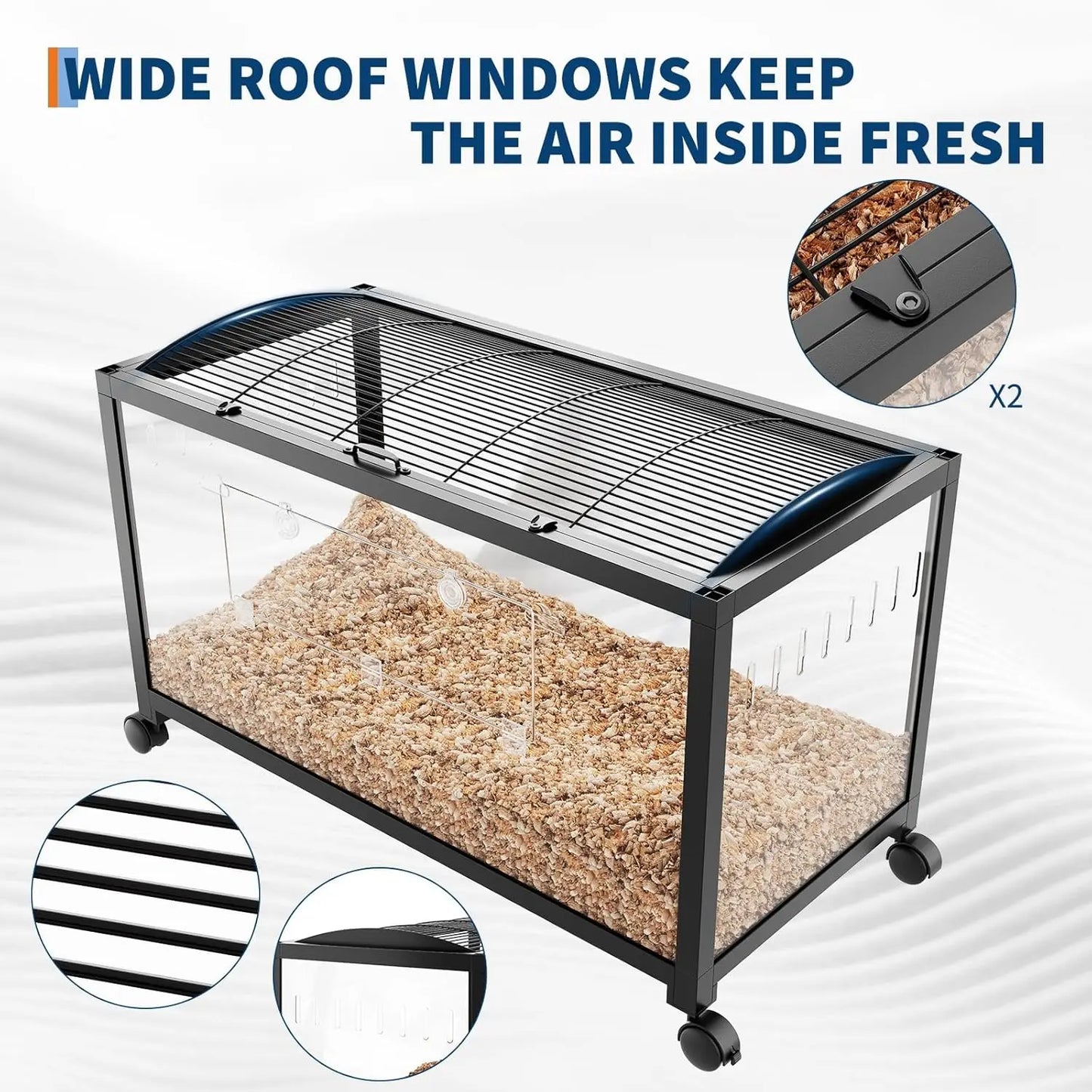 Hamster Cage with Wheels, Large Metal Rat Cage, Rodent Cage, Stackable with Top Access, Ventilated Pet Mice Cage