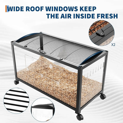 Hamster Cage with Wheels, Large Metal Rat Cage, Rodent Cage, Stackable with Top Access, Ventilated Pet Mice Cage