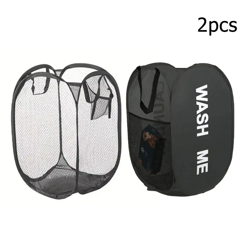 Clothes Basket Large Capacity Mesh Laundry Basket Ventilated Foldable Easy Storage Portable Bathroom Clothes Organizer Bag