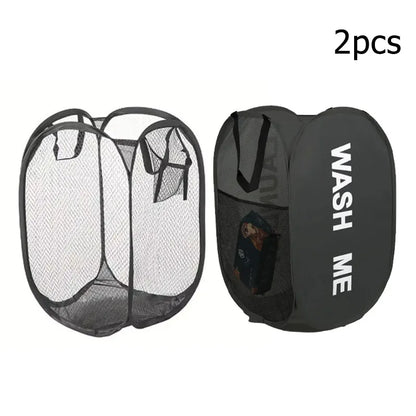 Clothes Basket Large Capacity Mesh Laundry Basket Ventilated Foldable Easy Storage Portable Bathroom Clothes Organizer Bag