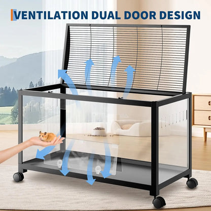 Hamster Cage with Wheels, Large Metal Rat Cage, Rodent Cage, Stackable with Top Access, Ventilated Pet Mice Cage