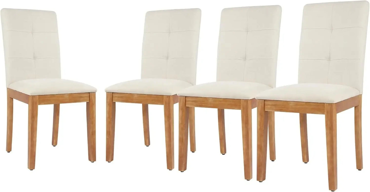 Dining Chairs , Modern Upholstered Fabric Dining Room Chairs, Armless Kitchen Chairs with Wood Legs and Padded Seat