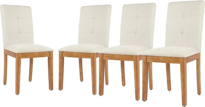 Dining Chairs , Modern Upholstered Fabric Dining Room Chairs, Armless Kitchen Chairs with Wood Legs and Padded Seat