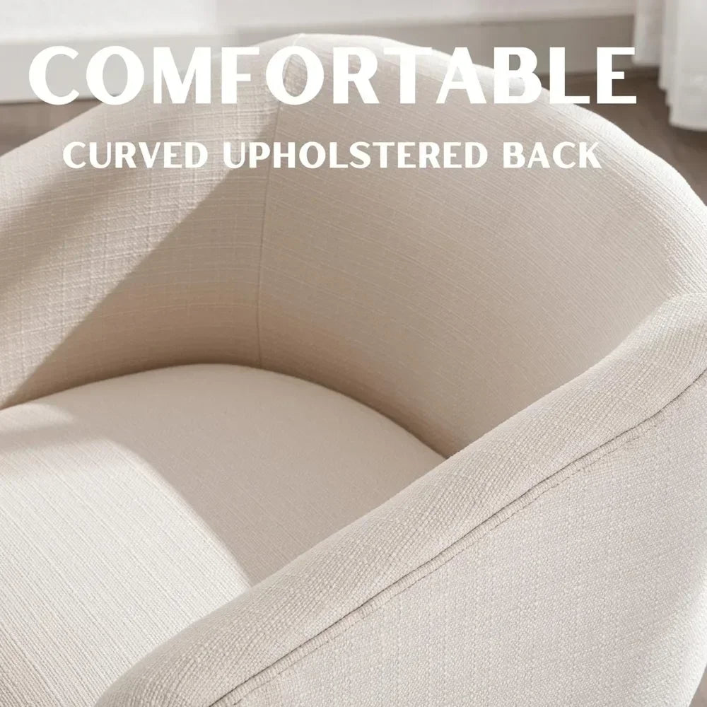 Beige Dining Chairs Set of 6, Mid-Century Modern Dining Chairs, Linen Upholstered