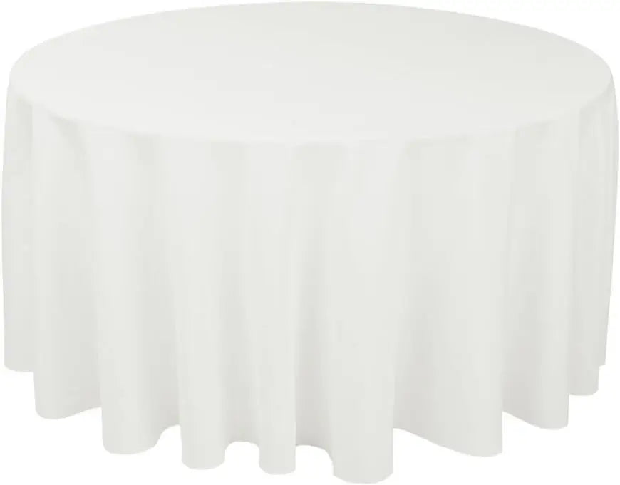 Round Tablecloth - 132 Inch - Heavy Duty Washable Polyester - for 72 to 96 Inch Round Tables