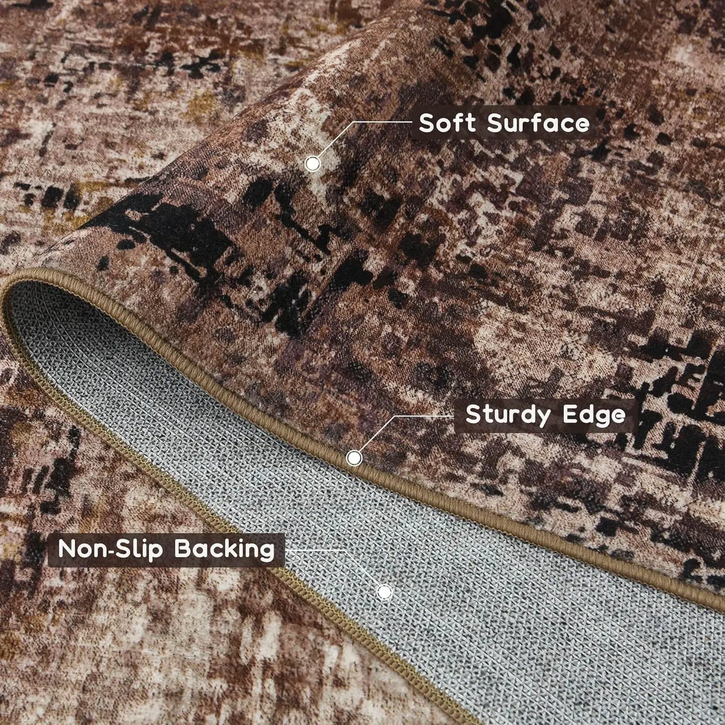 Living Room Area Rugs Soft Large Modern Abstract Area Rug, Vintage Machine Washable Non Slip Carpet , Low Pile Rugs