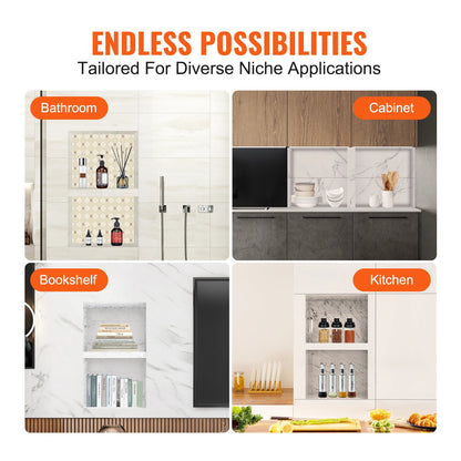 Shower Niche Ready for Tile Shelf Organizer  Corners Niche Recessed Sealed Protection  Soap Storage for Shower Bathroom