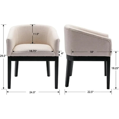 Beige Dining Chairs Set of 6, Mid-Century Modern Dining Chairs, Linen Upholstered