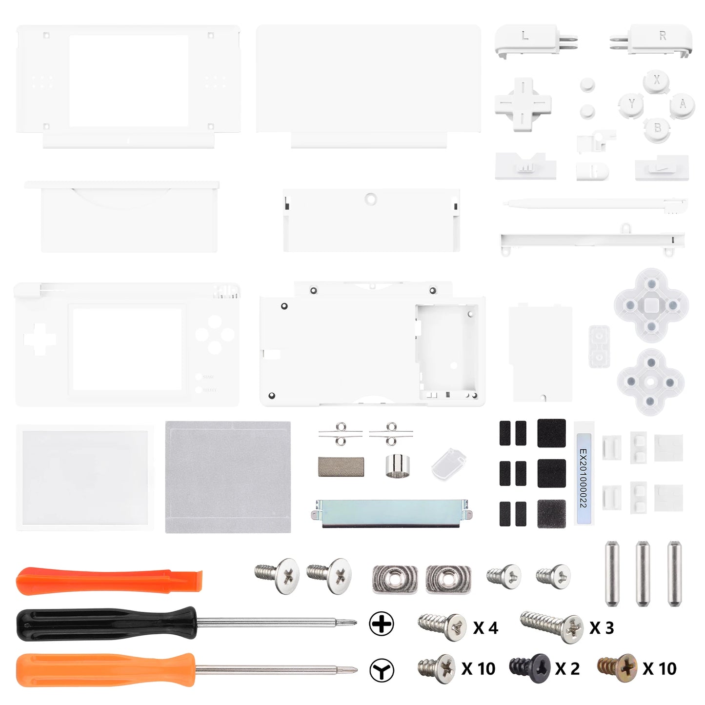 eXtremeRate Replacement Full Housing Shell for Nintendo DS Lite, Case Cover with Buttons, Screen Lens for NDSL - Single Series