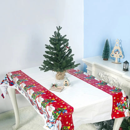 Christmas Tablecloth Waterproof Reusable Holiday Party Decorations Festive Dinner Table Cover Elegant Seasonal Home Decor