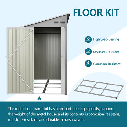 4x10 FT Galvanized Steel Outdoor Shed – Weatherproof Lockable Storage for Tools, Bikes & Pets w/Sloping Roof & Window