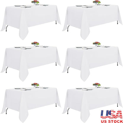 Reusable Tablecloths 6 Pack Stain Resistant Polyester Fabric Rectangular Tables Suitable Parties Events Family Gatherings