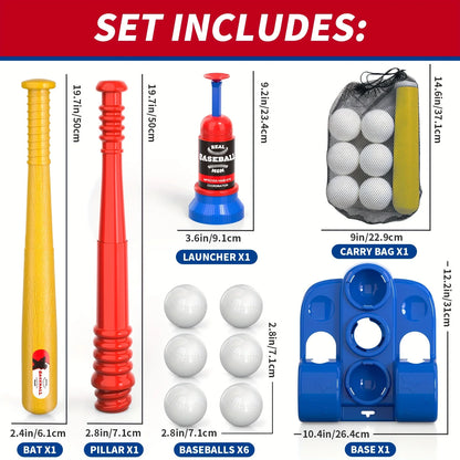 Baseball Ball Sets Toys For Kids 3-8 Kids Indoor Outdoor Baseball For Boys Toddlers Auto Ball Launcher Sports Outside Toys Gifts