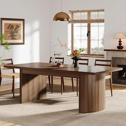 78.7" Extra Long Dining Table for 6-8 People, Large Farmhouse Kitchen Table with Wooden Tabletop