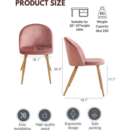 Dining Chairs Set of 2, Kitchen Dining Room Chairs with Soft Velvet Seat/Metal Legs