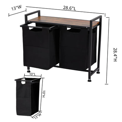 Laundry Hamper, Laundry Basket Organizer Laundry Sorter 2 Section with Removable Laundry Bag and Top Shelf