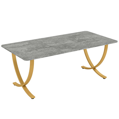 63" Modern Dining Table Kitchen Table with Faux Marble Top