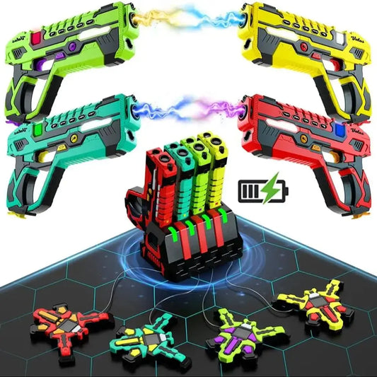 Upgrade Data Sync Laser Tag Guns Vests x4 Electric Infrared Guns Shooting Game Set Toy for Kids Teens Indoor Outdoor Games